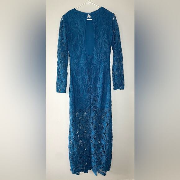 NWT New Maje Rosane Guipure Lace Long Sleeve Dress in Deep Teal Size 3(L) - Picture 9 of 9